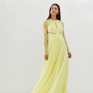 ASOS Yellow Long Sleeve Lace Dress